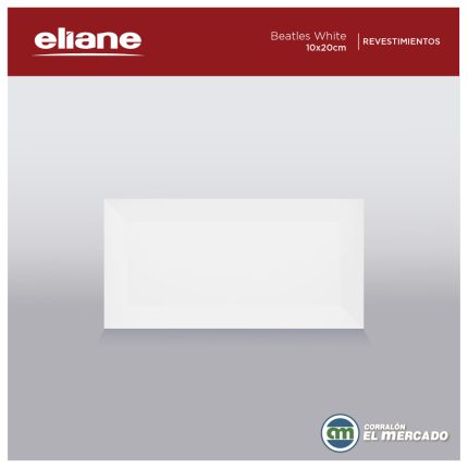 Revestimiento beatles blanco 10x20 liso b ELIANE